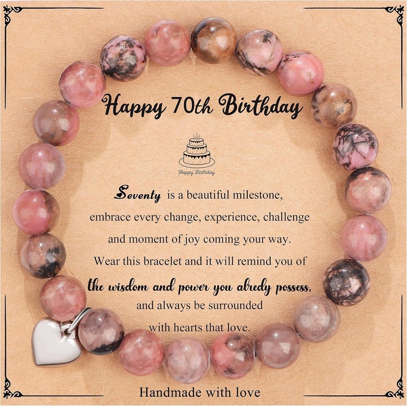 Yiyang 13th 16th 18th 21st 25th 30th 35th 40th 45th 50th 60th 65th 70th 75th 80th Birthday Gifts for Women, Natural Stone Bracelet Birthday Gifts for Women Mom Daughter Grandma Sister Coworker - Image 1